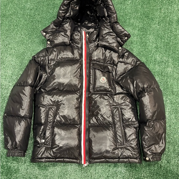 Moncler Other - Moncler Black Glossy Puffer Jacket with Tricolor Zip Detail